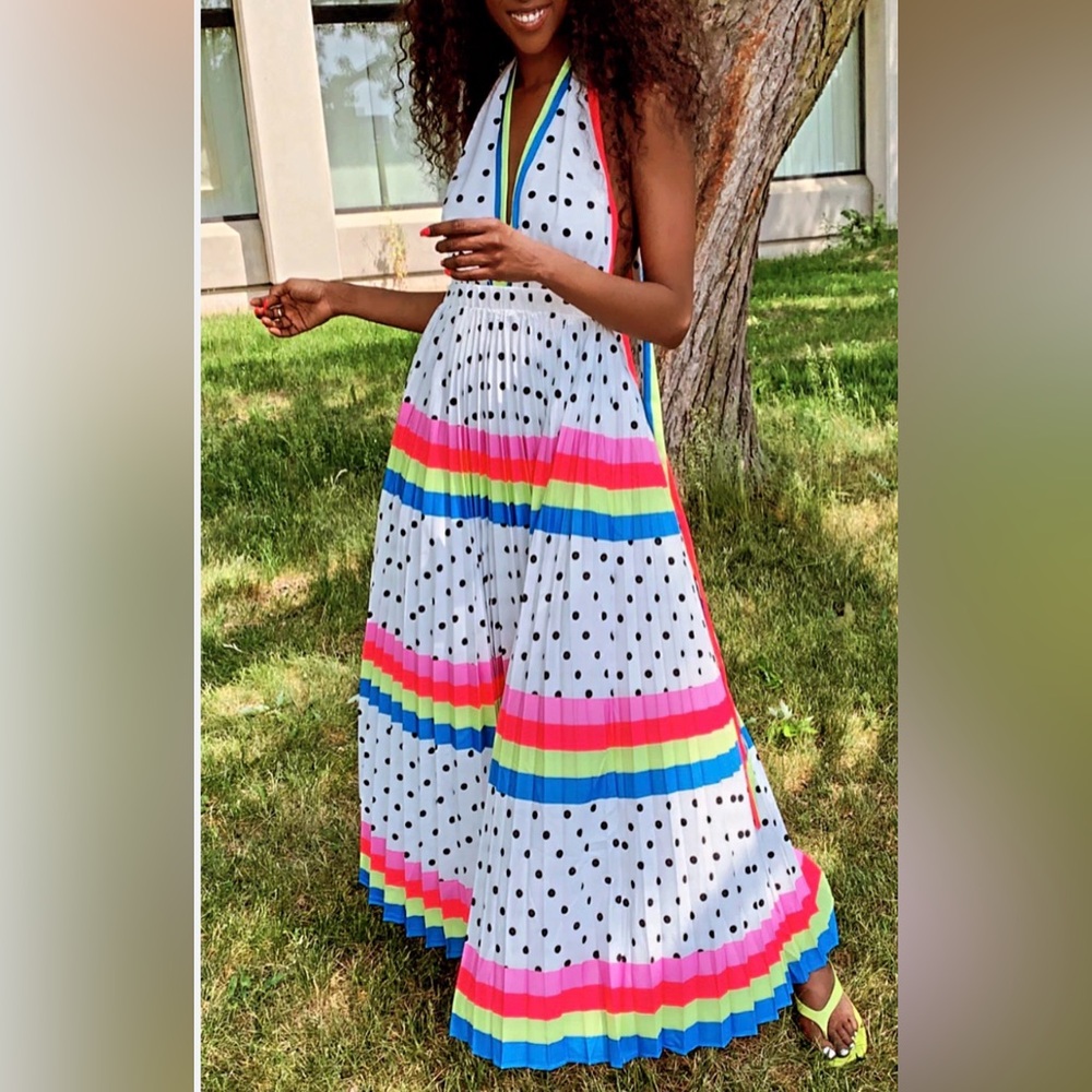 Colorful Polka Dot Maxi Dress